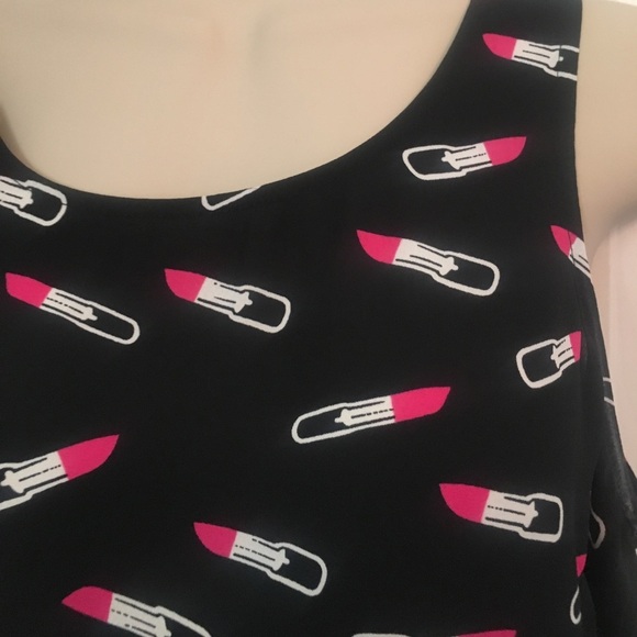 NWT Charming Charlie’s lipstick black tank top- m - Picture 3 of 5